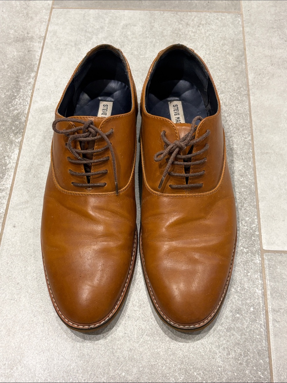 Steve Madden Cognac Leather Derby Shoes Size 13M
